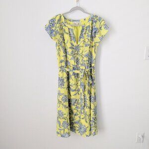 Loft Trellis Garden Ruffle Sleeve Midi Dress